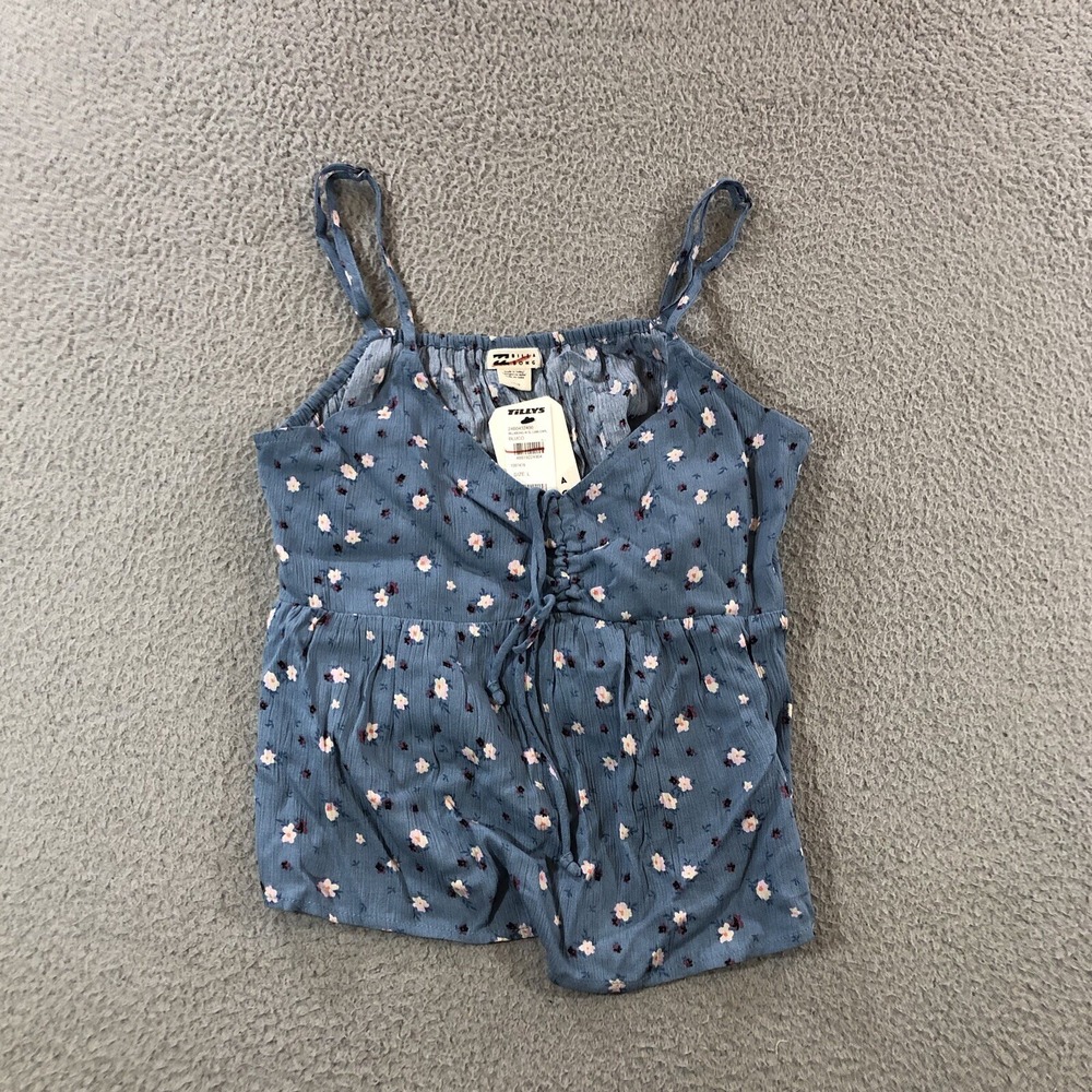 Billabong Camisole Women's L Blue Floral Dots Babydoll Y2K